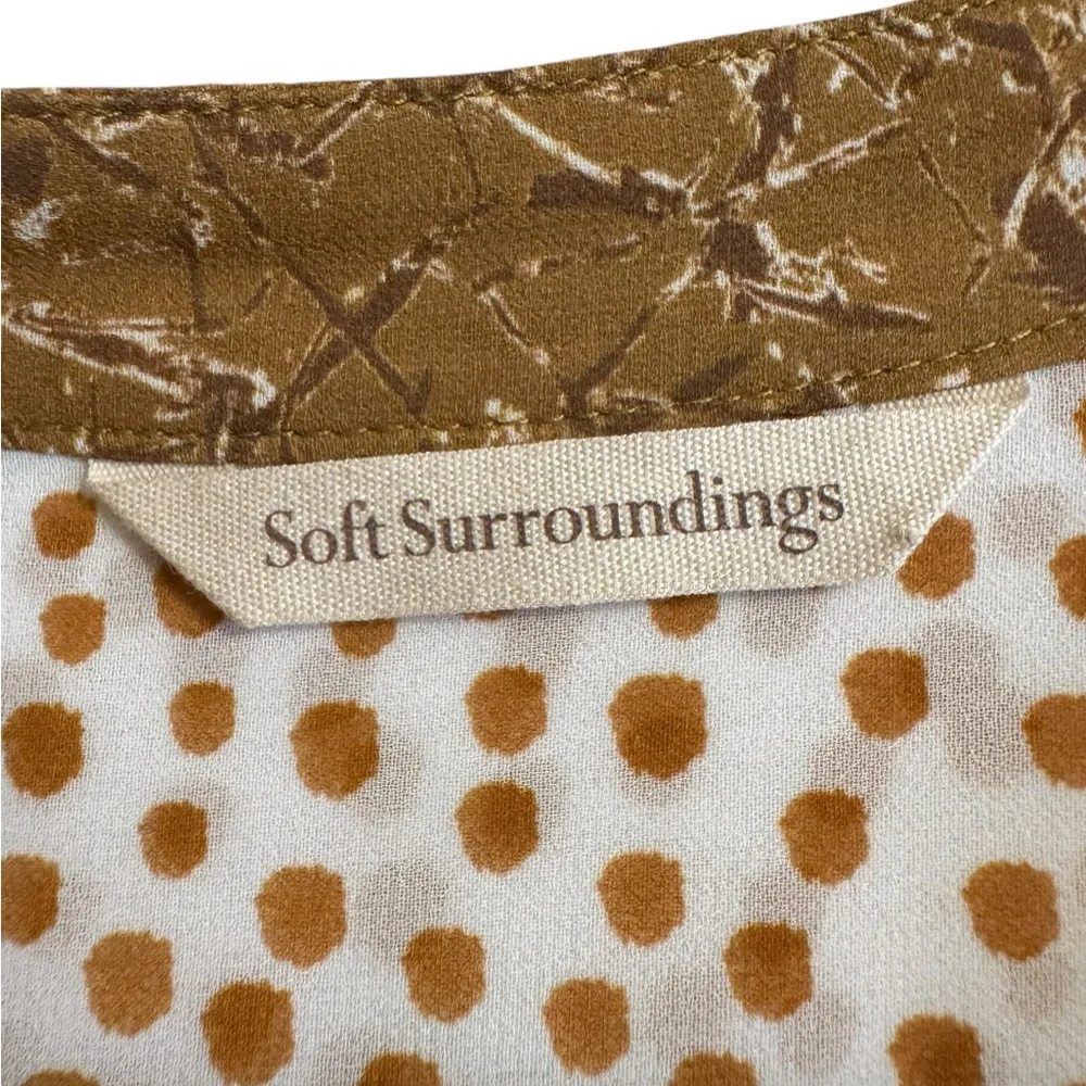 Soft Surroundings Women's Cream and Gold Button-Front Long Sleeve Blouse Size S - Picture 5 of 9